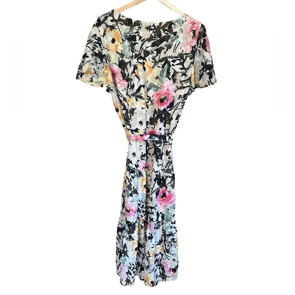 Lauren Ralph Lauren floral Flutter Sleeve Belted Tiered Midi Dress Sz 18 - Picture 5 of 9